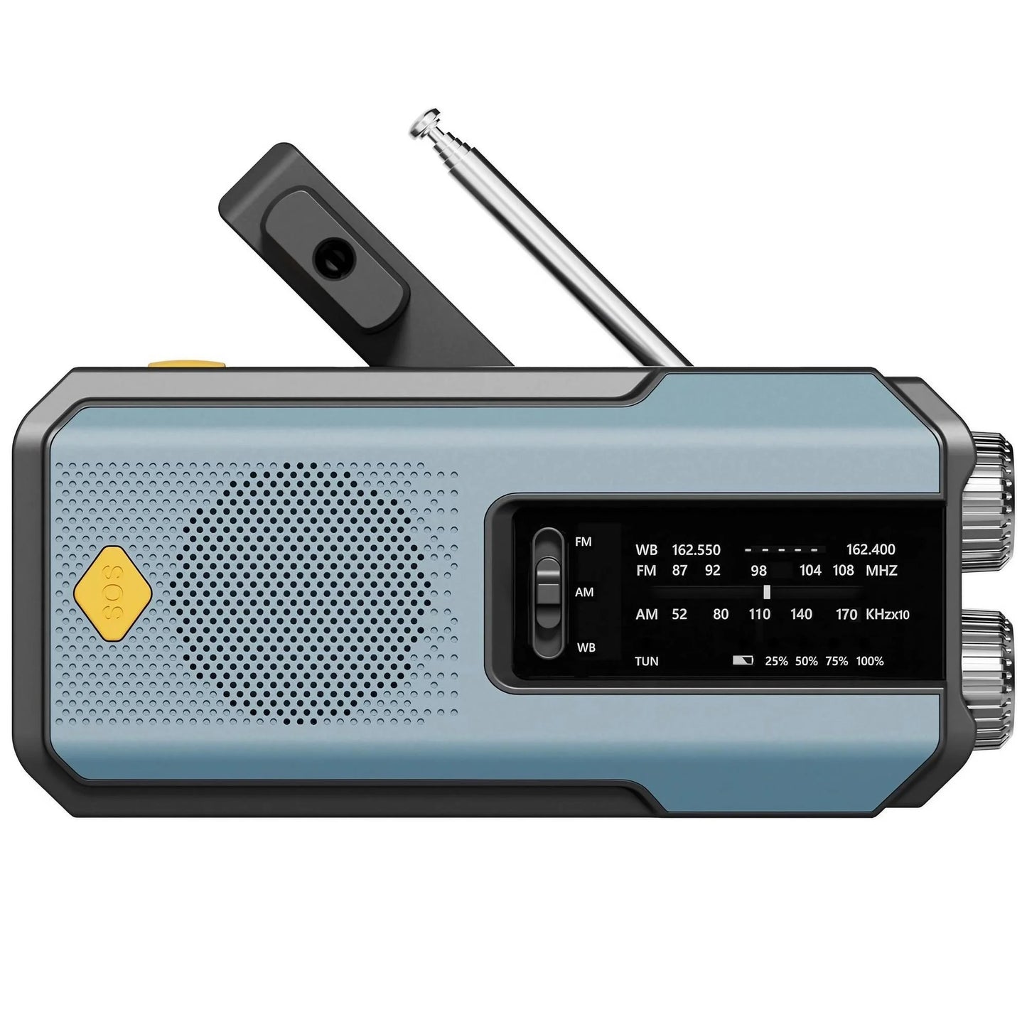 Awaryjne radio z latarką , ladowarką oraz panelem słonecznym do ładowania w razie Kryzysu