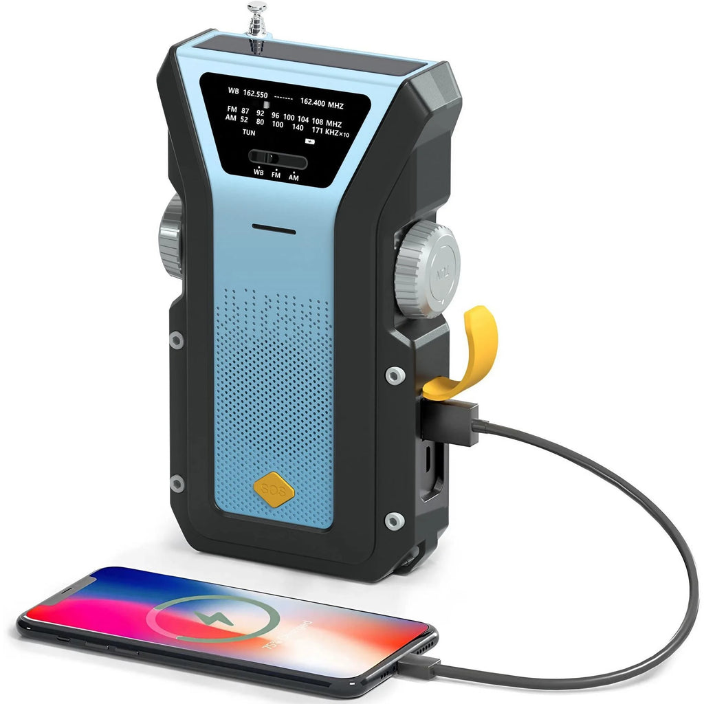 Awaryjne radio z latarką , ladowarką oraz panelem słonecznym do ładowania w razie Kryzysu